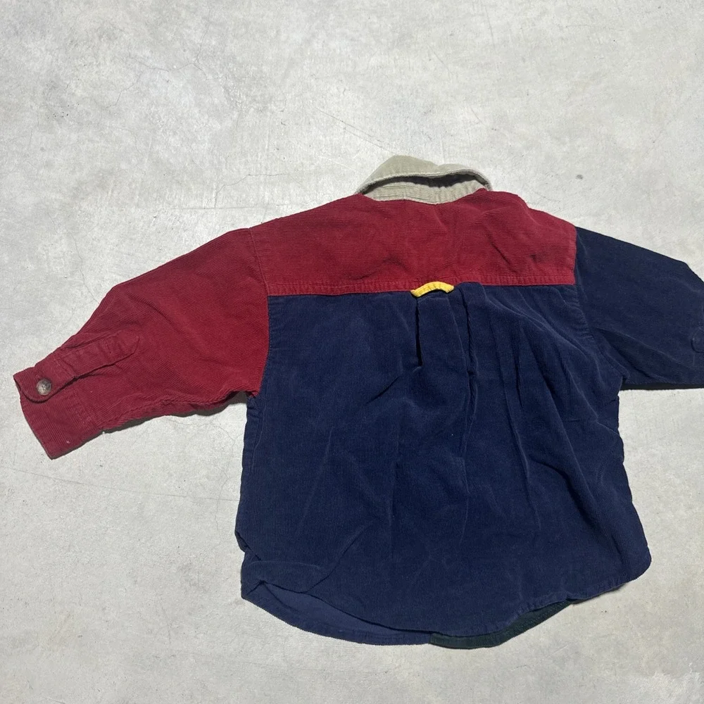 Vintage 90's McKids Baby's 18M Button Up Shirt Red/Green/Yellow Boys Casual